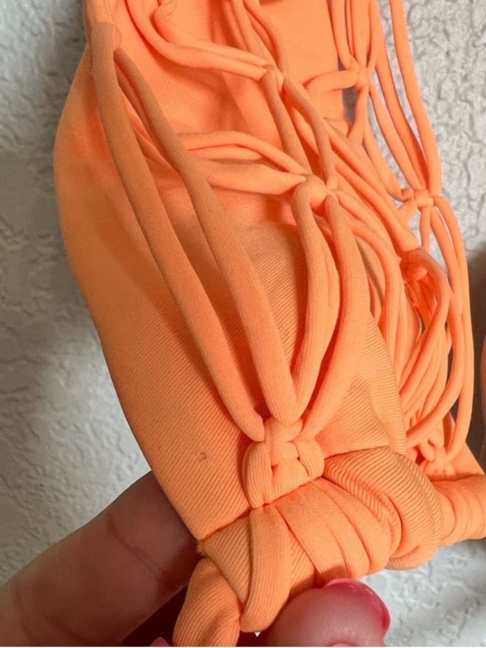 PQ Swim Brynn Halter Bikini Top Orange Macramé Strappy Tie Back - Picture 13 of 13